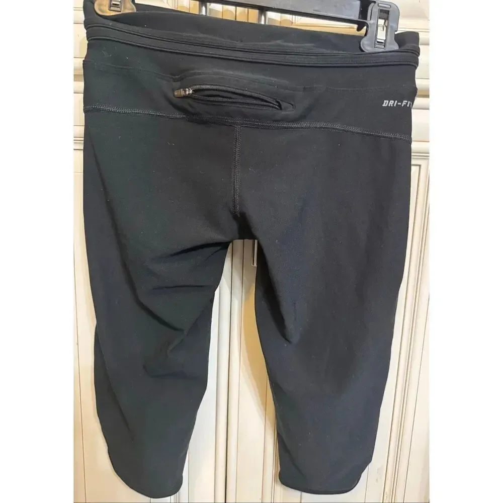 Nike Women's Dri-fit Running Cropped Capri Activewear Leggings Black Small